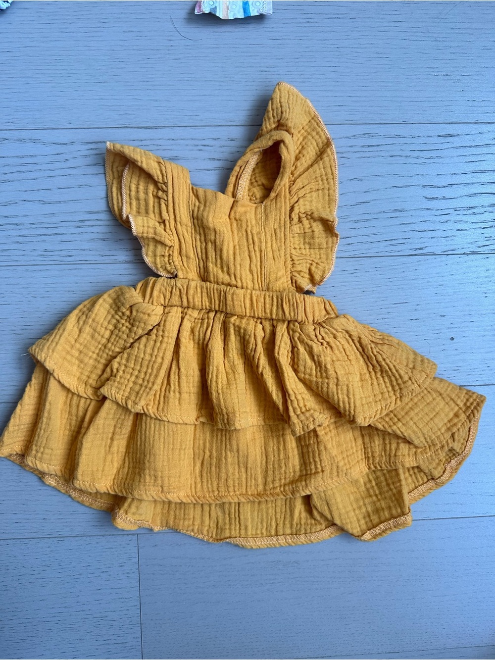 SHEIN Mustard Yellow Ruffled Tiered Sundress